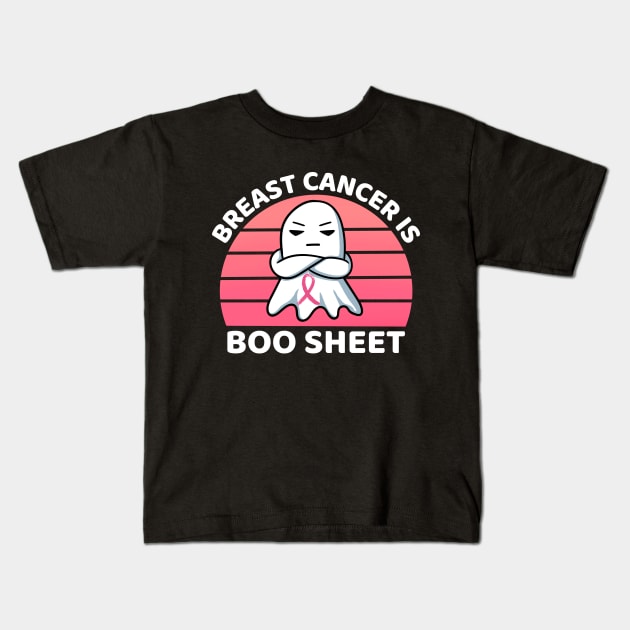 Vintage Sunset Breast Cancer Is Boo Sheet Funny Cute Angry Halloween Ghost Halloween Party Kids T-Shirt by Illustradise